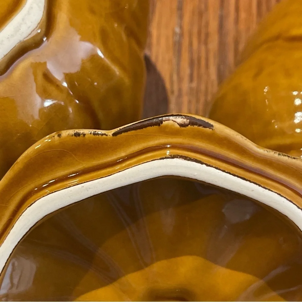 Pair Of Williams Sonoma Thanksgiving Halloween Autumn Pumpkin Covered Soup Bowls